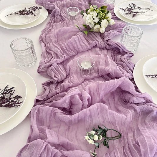 Chemin de Table Gaze de Coton Mauve - Aristocratie Moderne