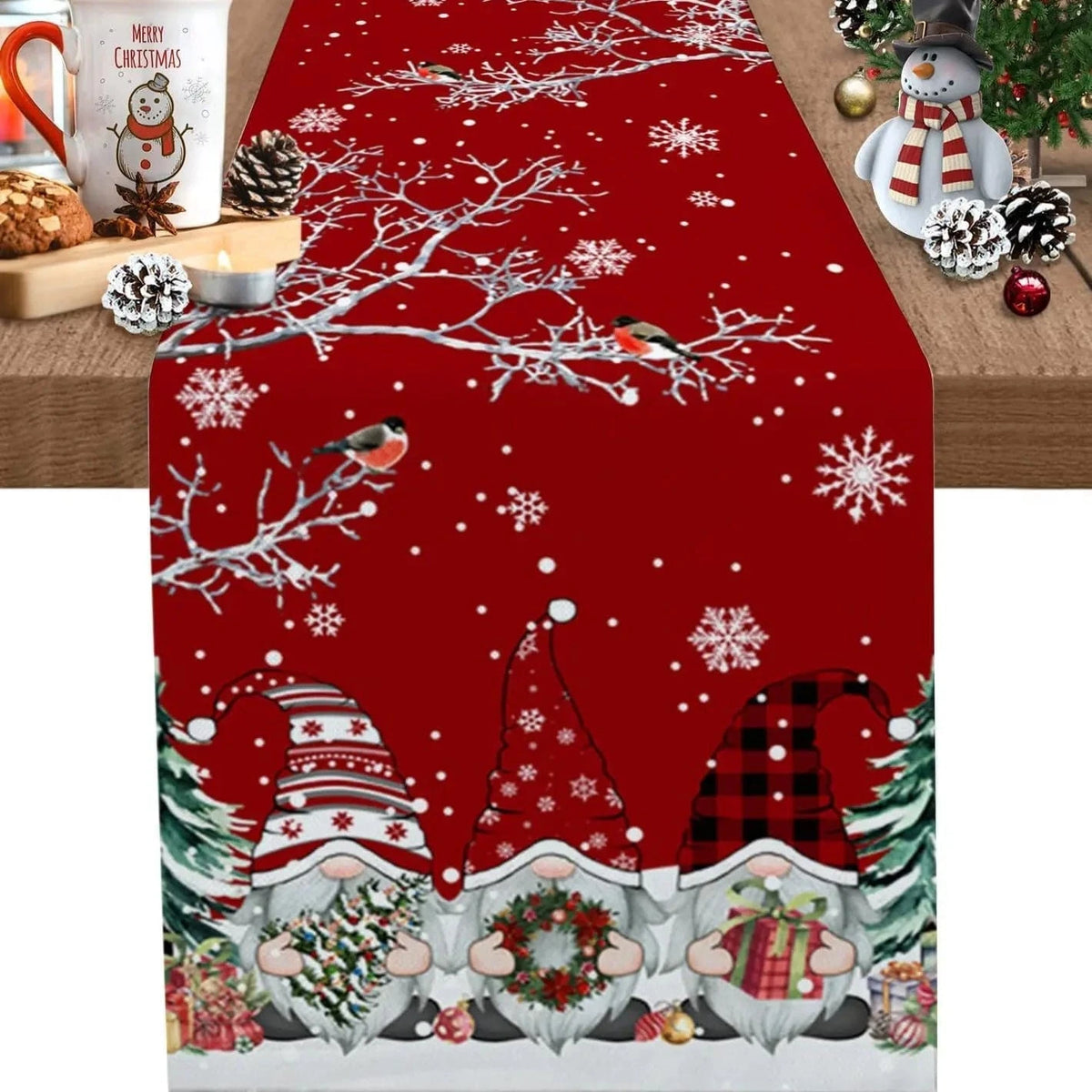 Chemin de Table Gnomes de Noël - Style Scandinave Hygge