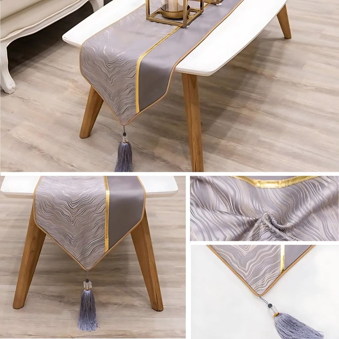 Chemin de Table Gris Anthracite - Design Bi-Matière Contemporain