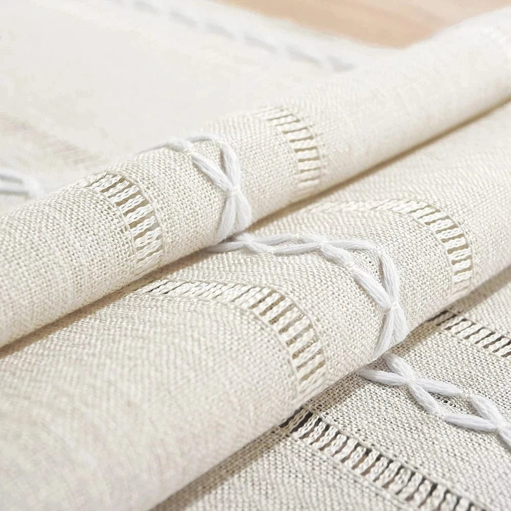 Chemin de Table Ivoire - Tissage Tressé Pureté Lumineuse