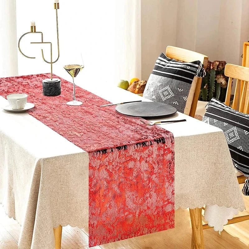Chemin de Table Jetable Rouge Noël - 274cm Festif Pratique