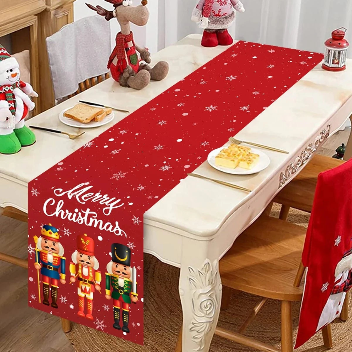 Chemin de Table Joyeux Noël Rouge - Design Festif PVC