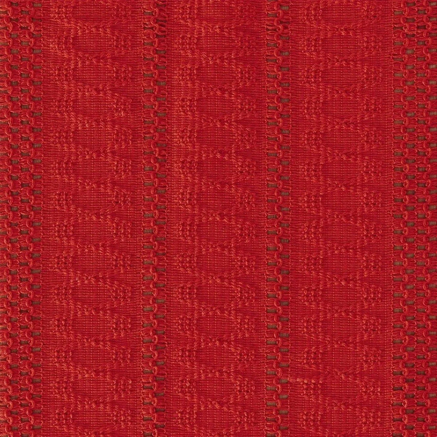 Chemin de Table Lin Rouge - Tissage Passion Franges Dramatique