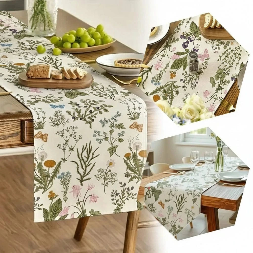 chemin de table motif fleurs