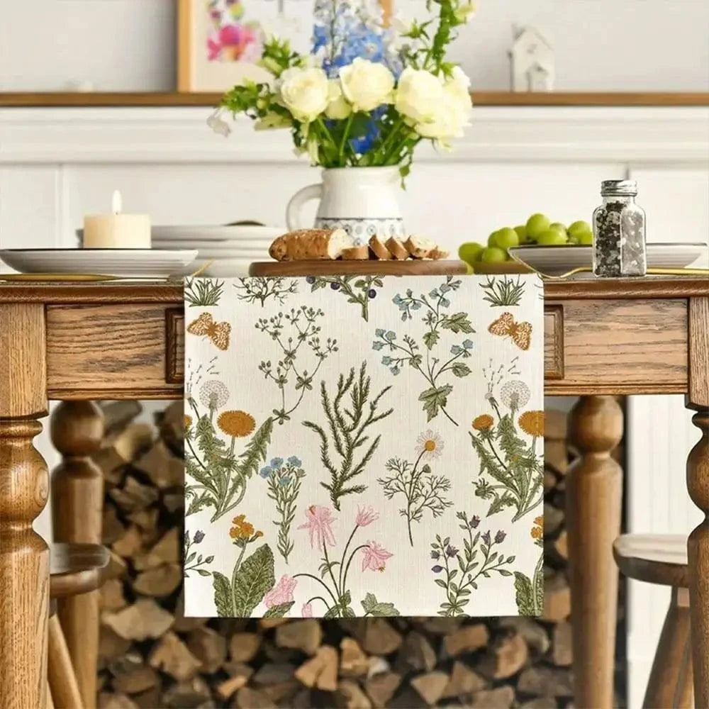chemin de table motif fleurs