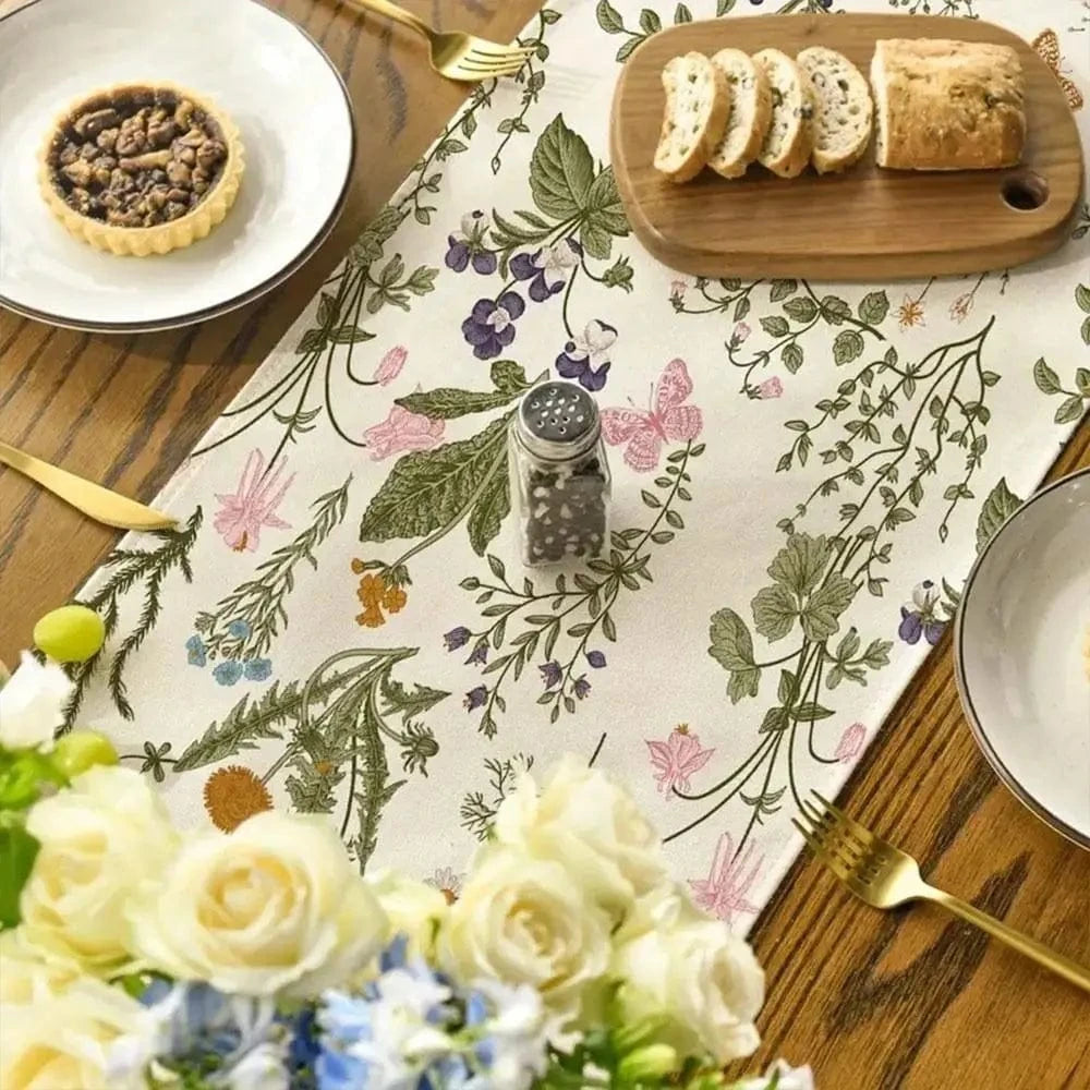 chemin de table motif fleurs