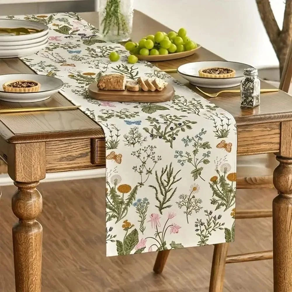 chemin de table motif fleurs