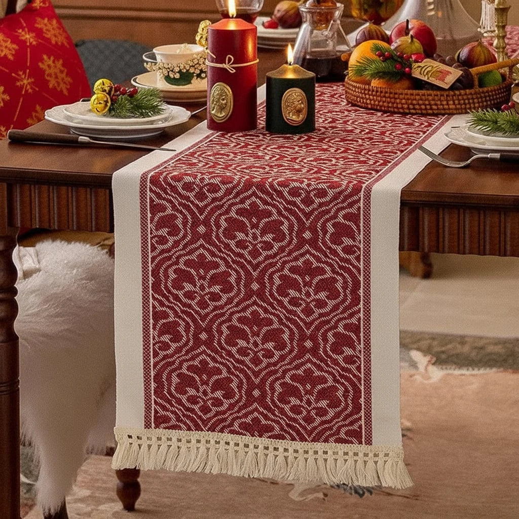 Chemin de Table Motifs Arabesques Rouge - Oriental Chic