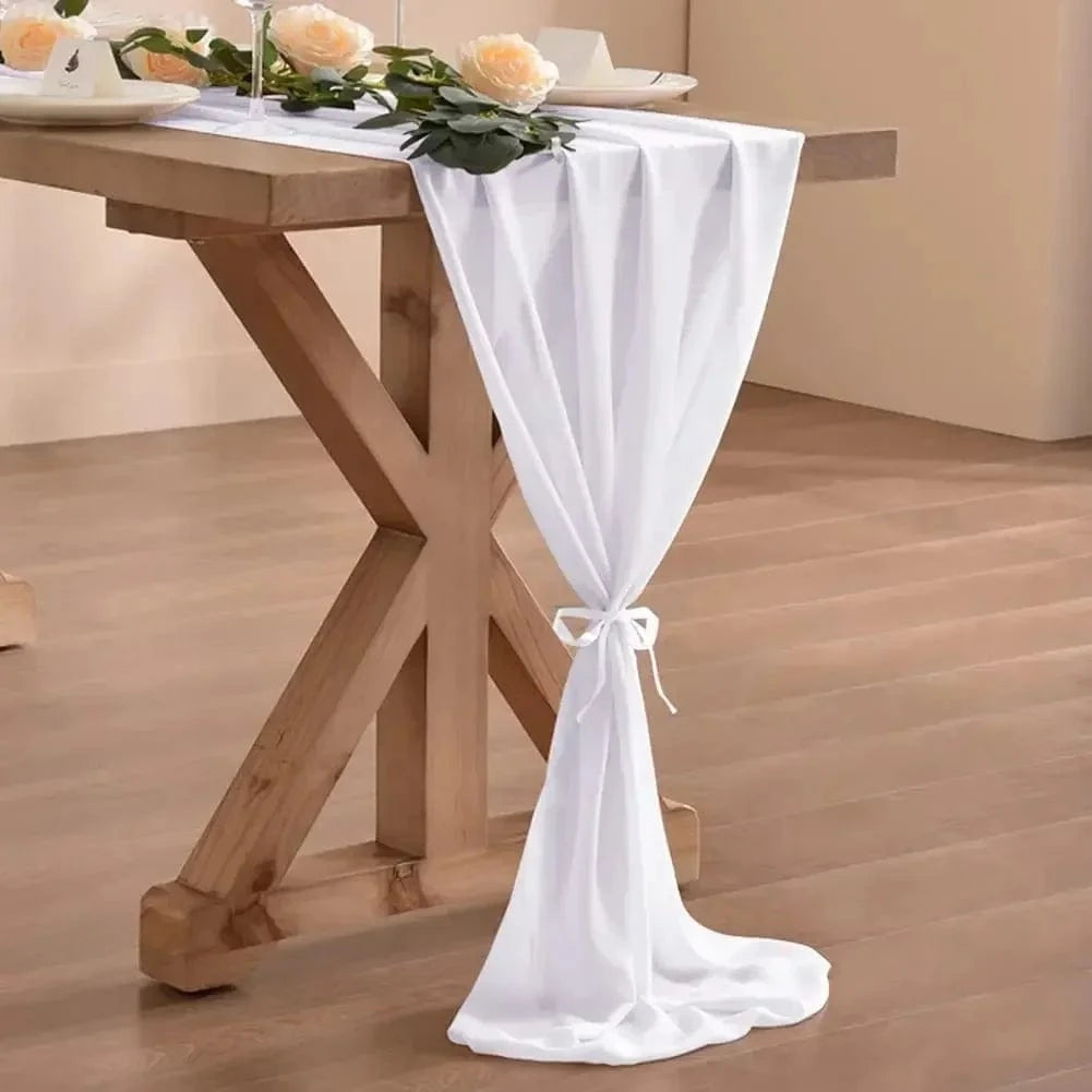 Chemin de Table Mousseline Blanc - Élégance Pure Mariage