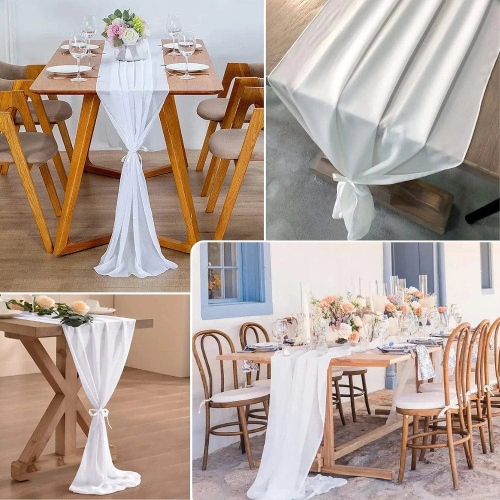 Chemin de Table Mousseline Blanc - Élégance Pure Mariage