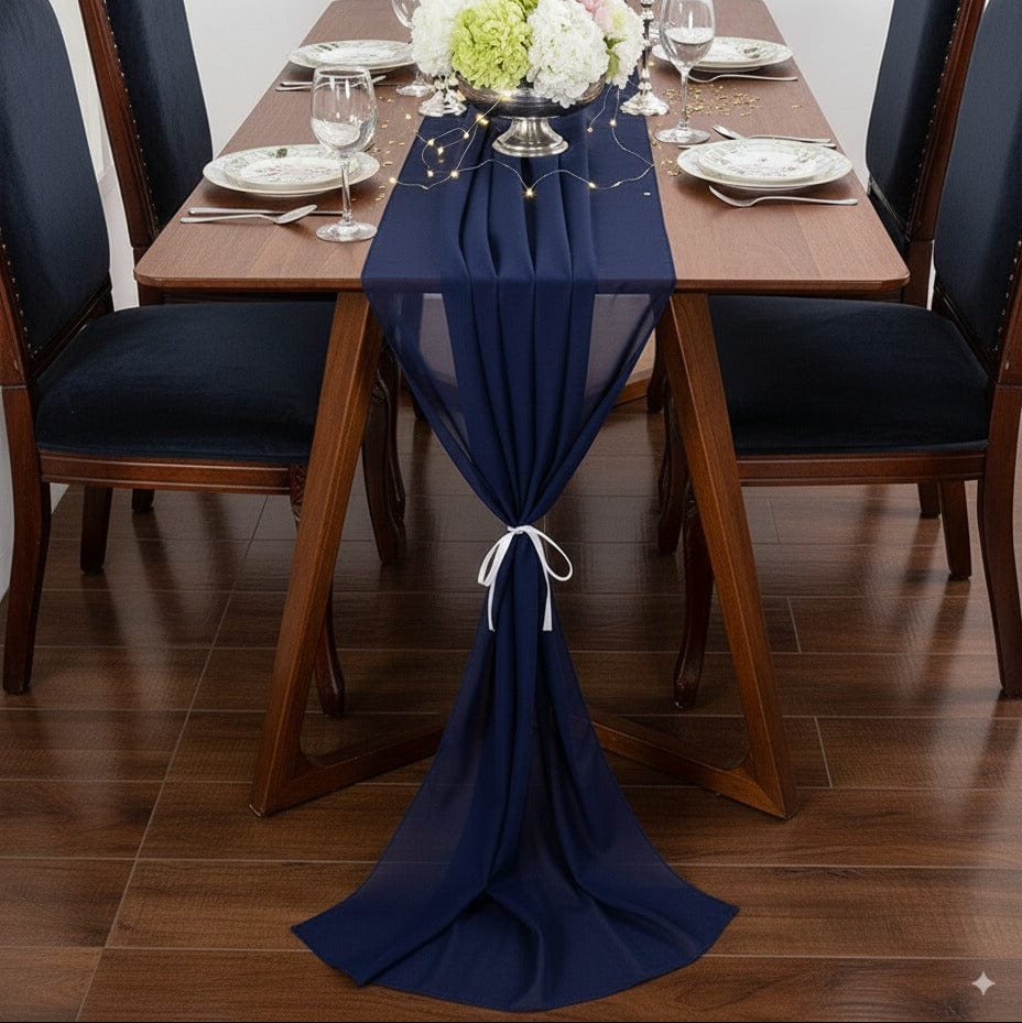 Chemin de Table Mousseline Bleu Roi - Élégance Royale