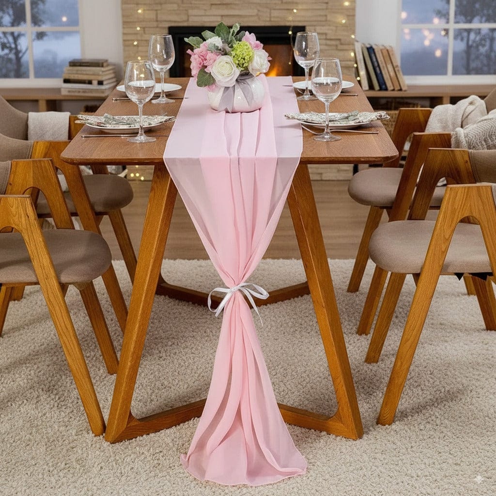 Chemin de Table Mousseline Rose - Douceur Girly Romantique
