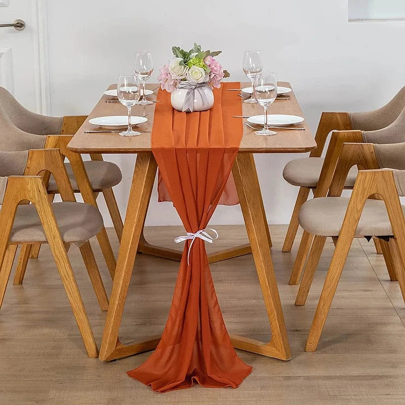 Chemin de Table Mousseline Terracotta - Style Bohème Tendance