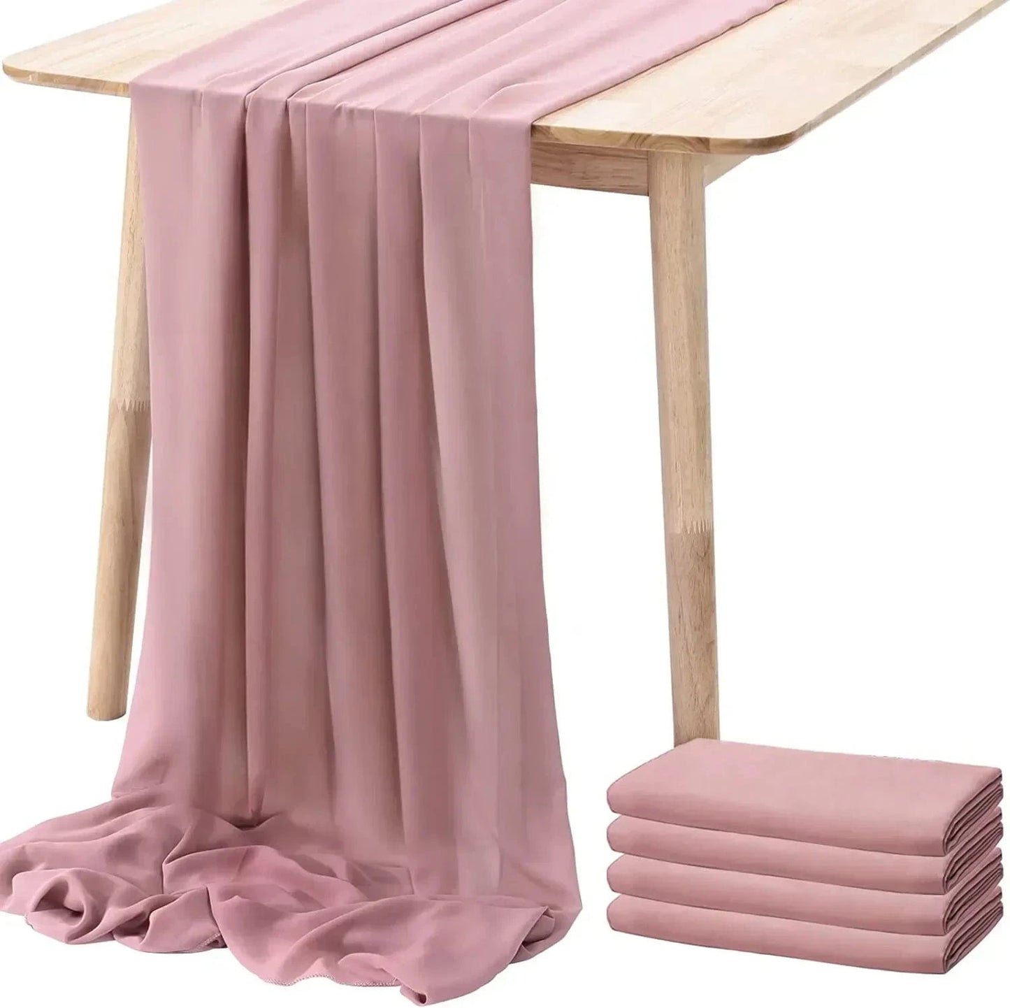 Chemin de Table Mousseline Vieux Rose - Romantique & Délicat