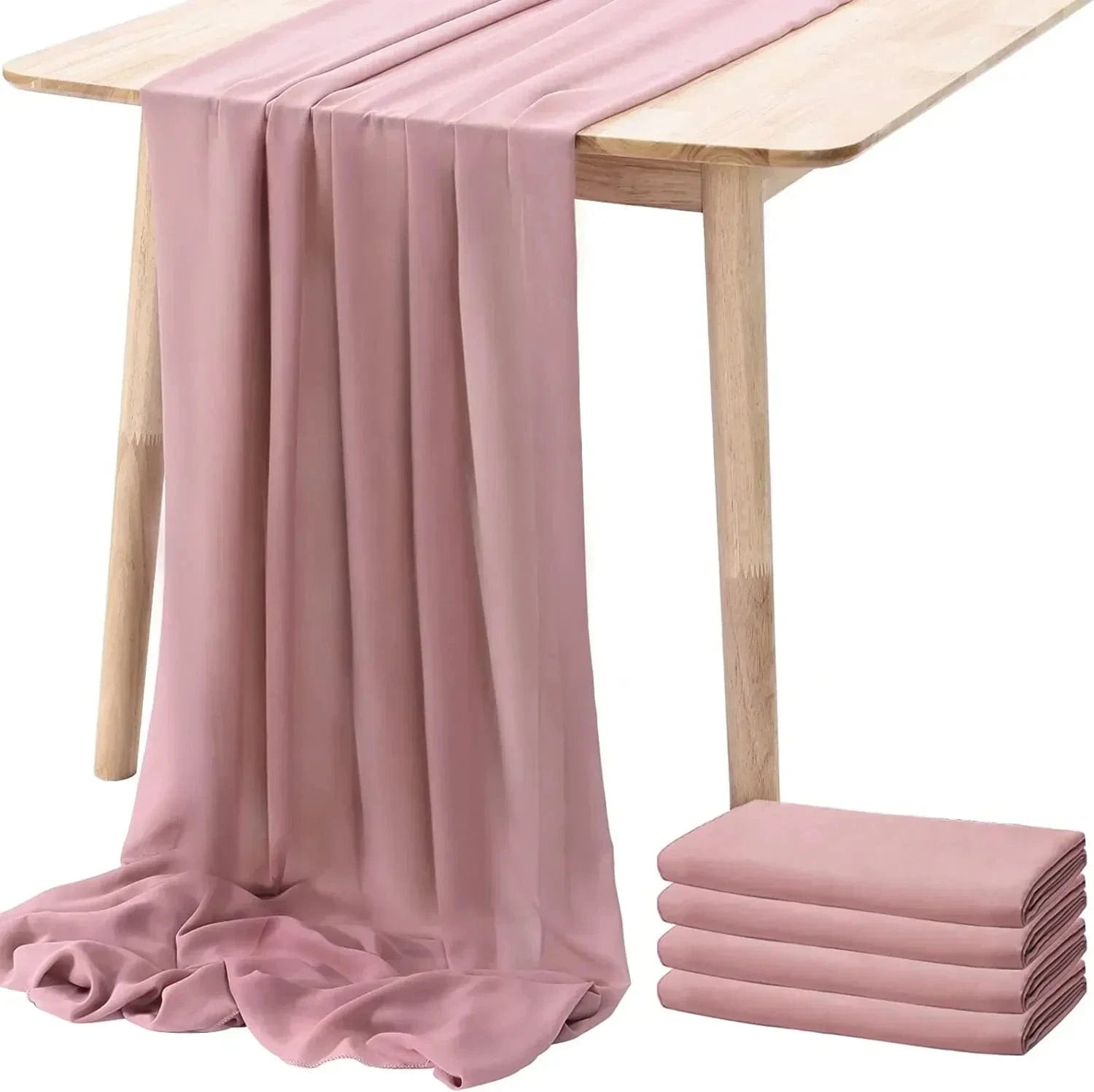 Chemin de Table Mousseline Vieux Rose - Romantique & Délicat