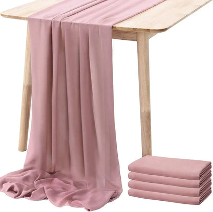 Chemin de Table Mousseline Vieux Rose - Romantique & Délicat