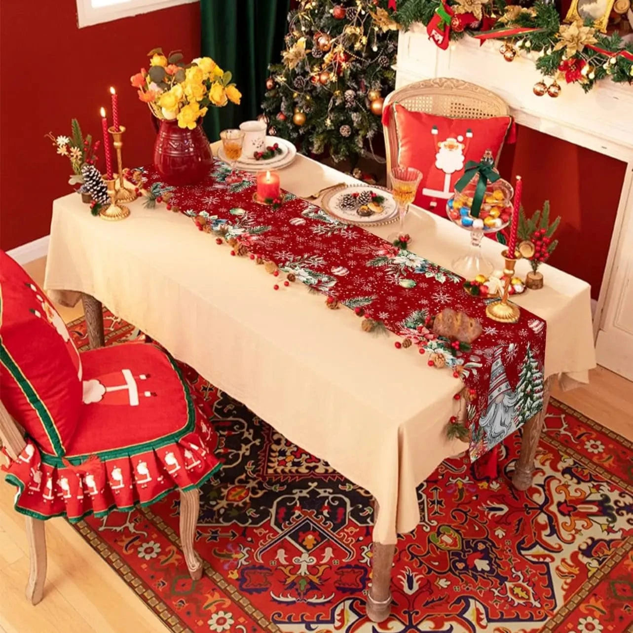 Chemin de Table Noël Scandinave Tomte - Tradition Nordique