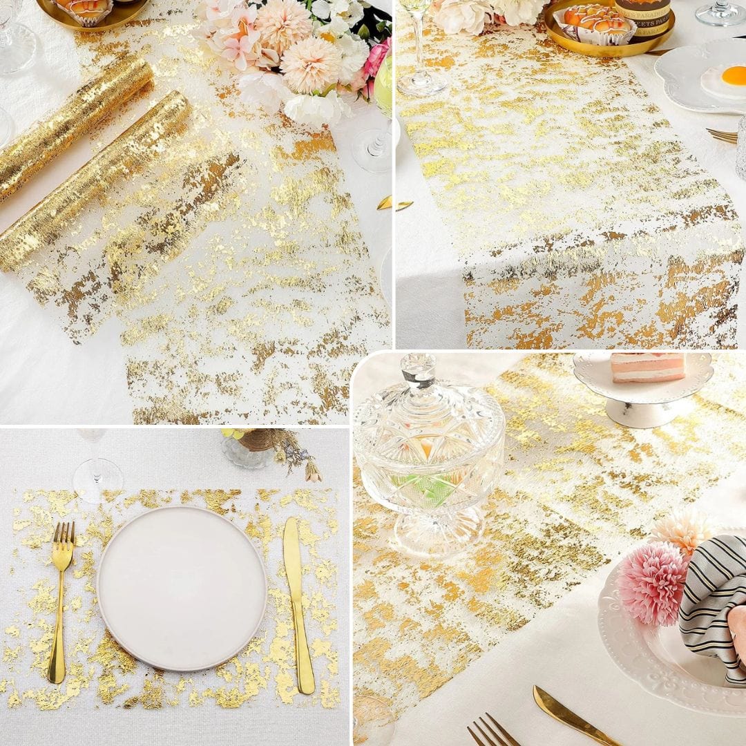 Chemin de Table Or Scintillant - Paillettes Métallique Luxe