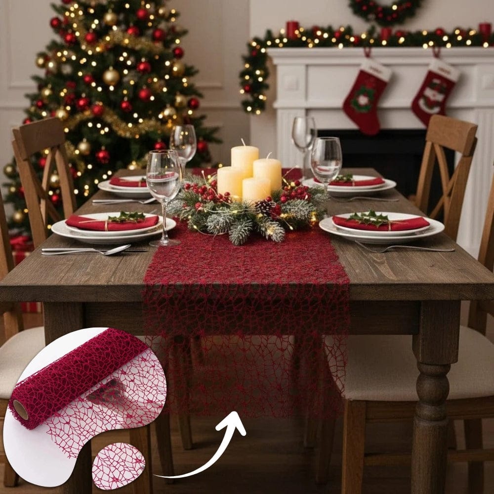 Chemin de Table Organza Rouge - Romance Passionnée Amoureuse