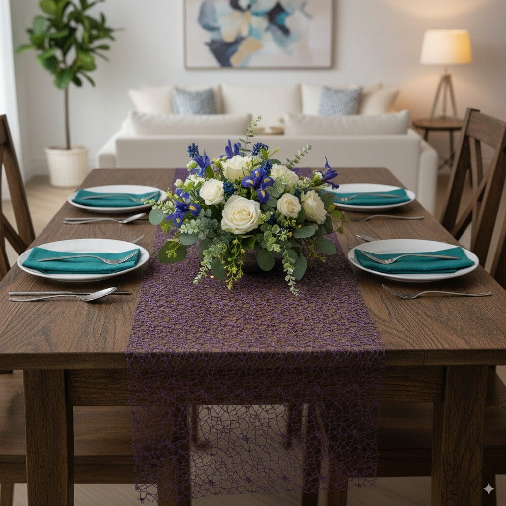 Chemin de Table Organza Violet - Enchantement Poétique Inspiré