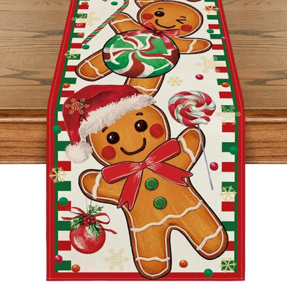 Chemin de Table Pain d'Épice - Décoration Noël en Lin