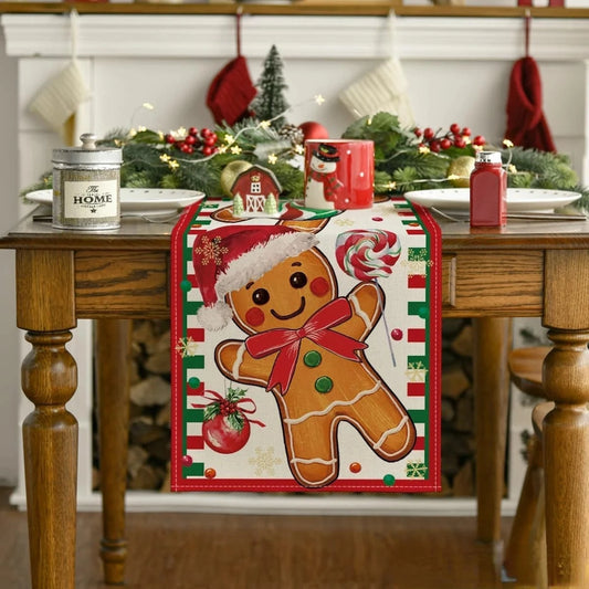 Chemin de Table Pain d'Épice - Décoration Noël en Lin