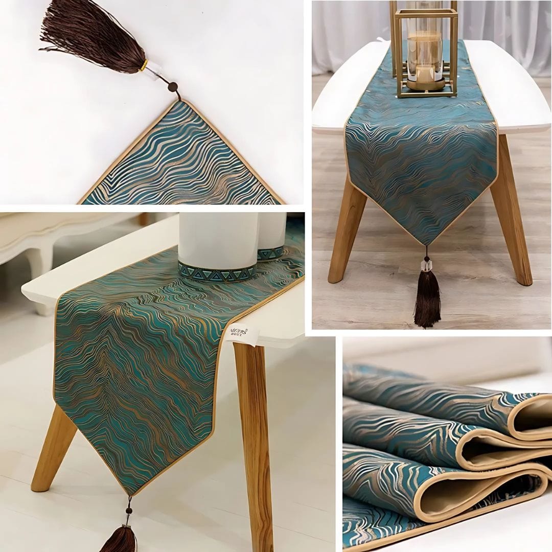 Chemin de Table Rayé Vert - Design Géométrique Moderne & Chic