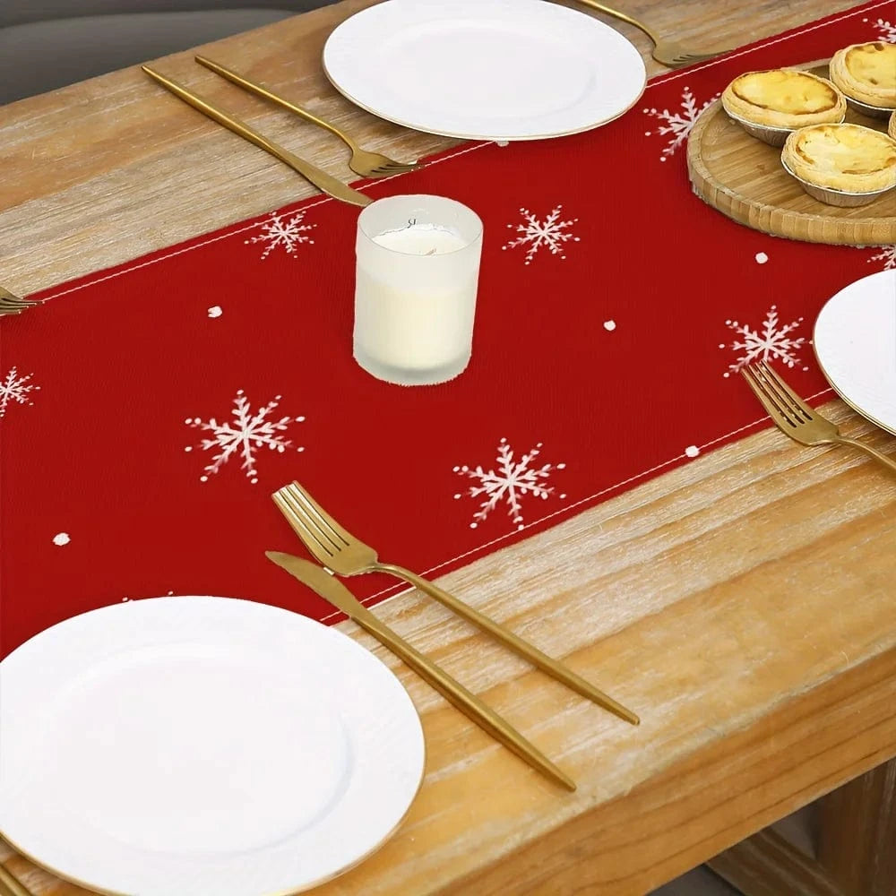 Chemin de Table Renne de Noël - Motifs Rudolph Festifs Lin