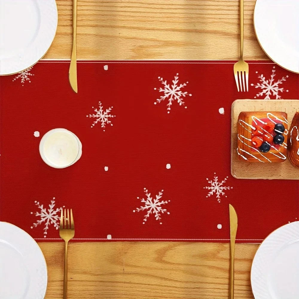 Chemin de Table Renne de Noël - Motifs Rudolph Festifs Lin