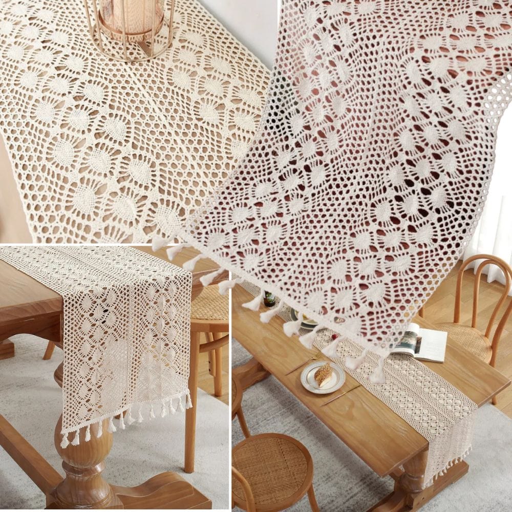 Chemin de Table Rosace au Crochet - Artisanat Floral Authentique