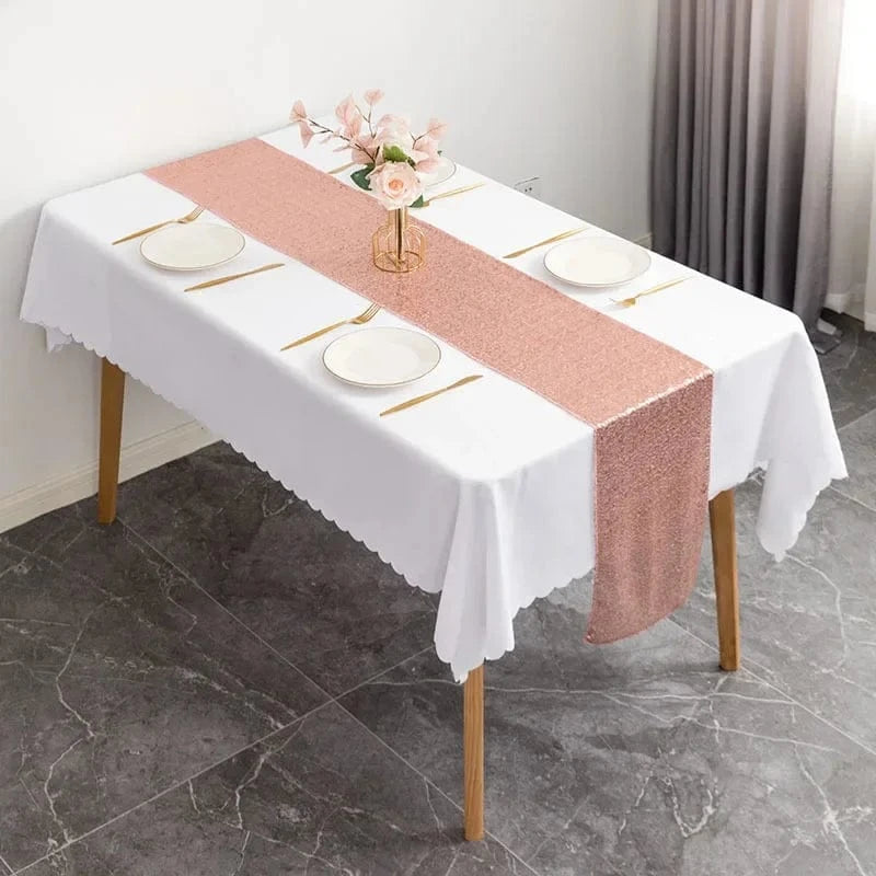 Chemin de Table Rose Gold Pailleté - Tendance Romantique Chic