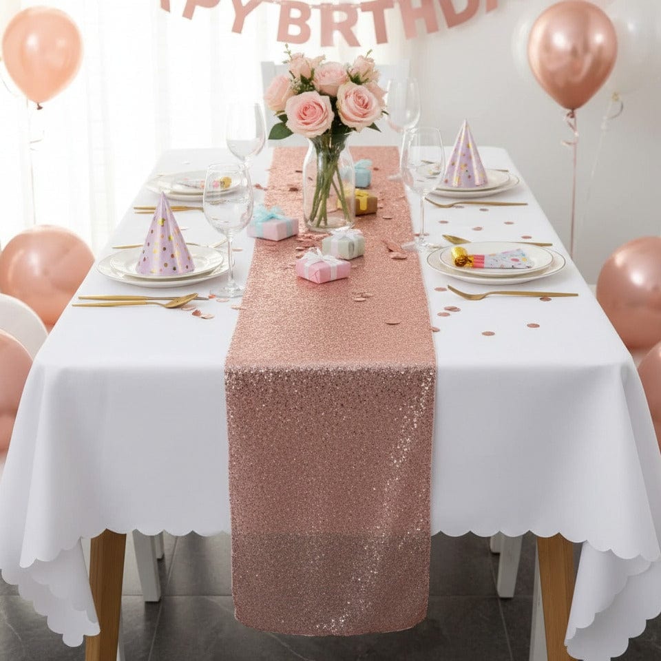 Chemin de Table Rose Gold Pailleté - Tendance Romantique Chic