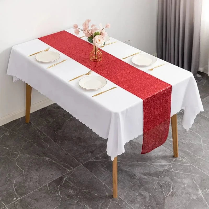 Chemin de Table Rouge Pailleté - Passion Éclatante Vibrante