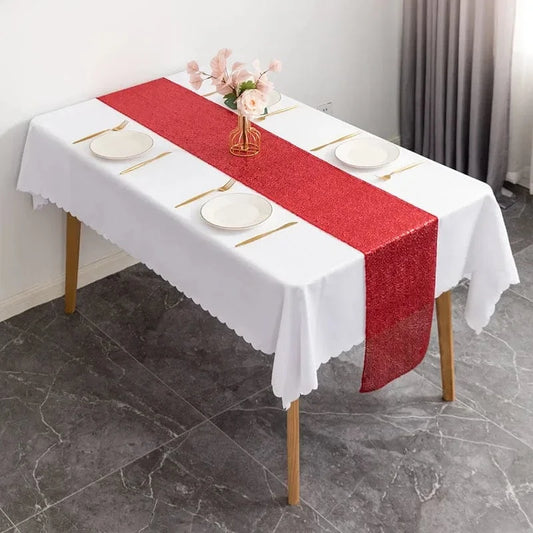 Chemin de Table Rouge Pailleté - Passion Éclatante Vibrante