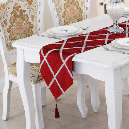 Chemin de Table Rouge pour Noël - Velours Glamour Scintillant
