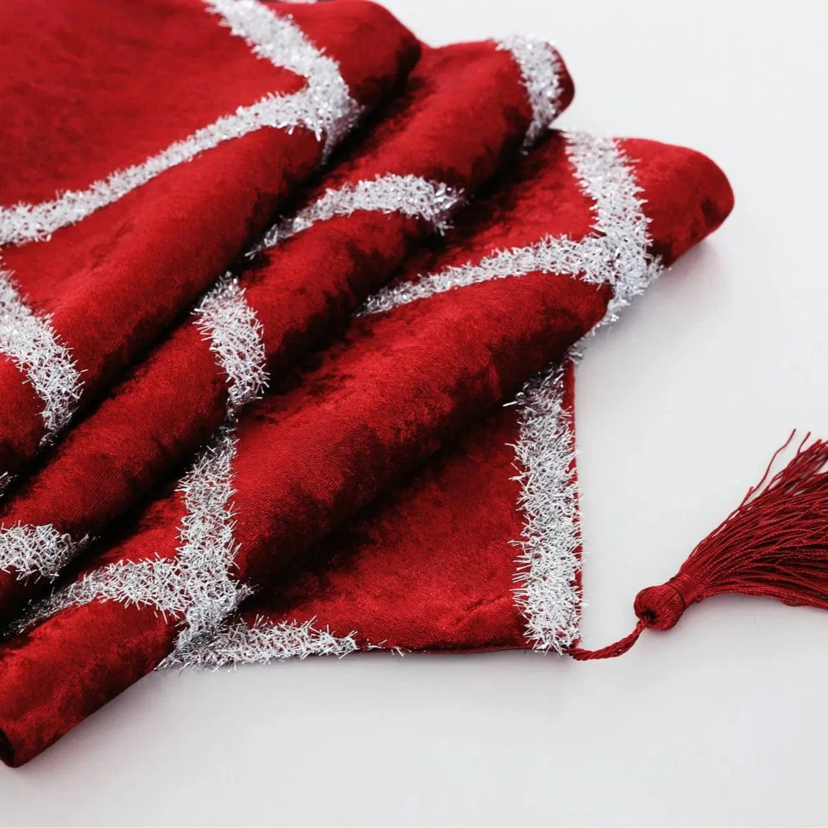 Chemin de Table Rouge pour Noël - Velours Glamour Scintillant