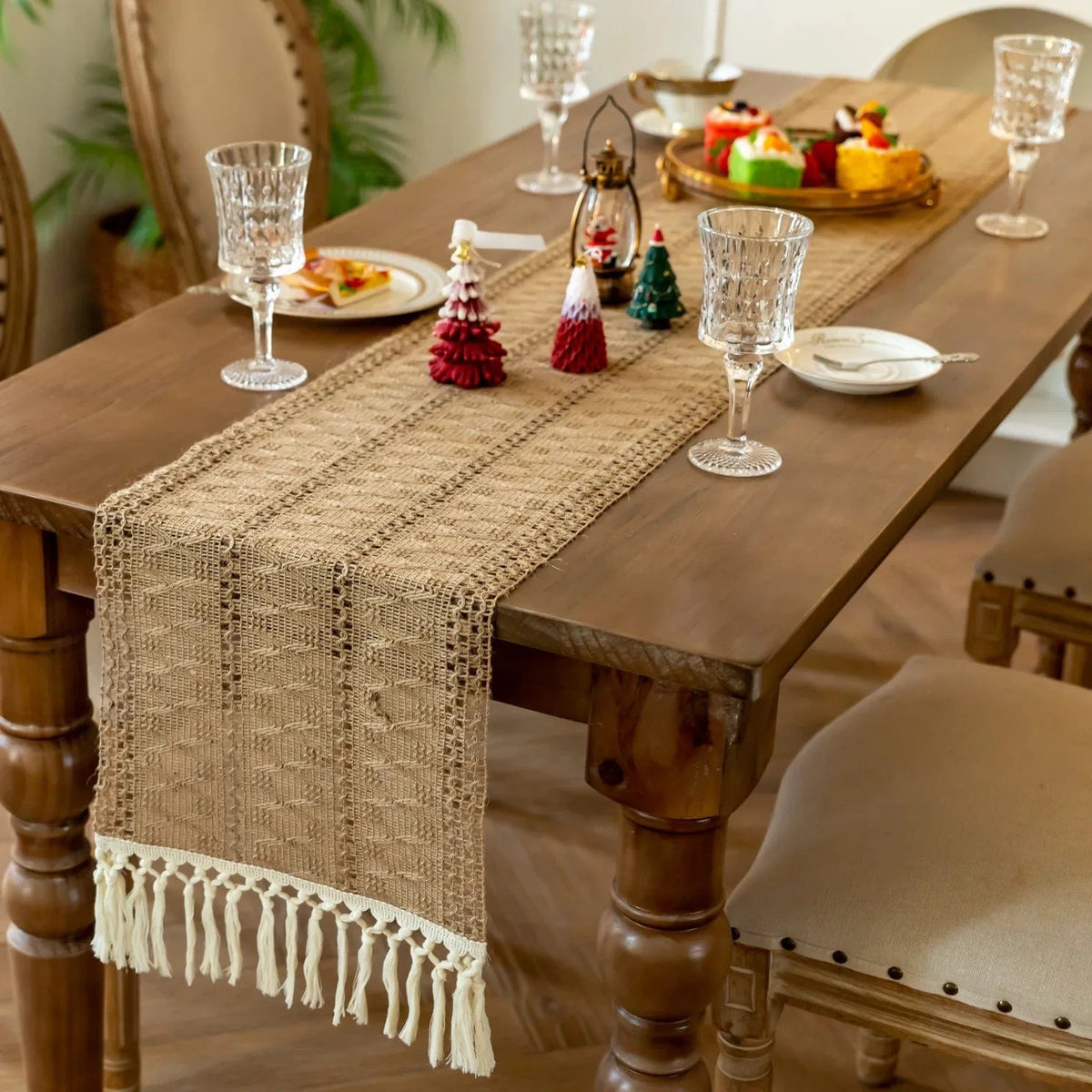 Chemin de Table Rustique Lin Mariage - Ajouré Bohème Chic