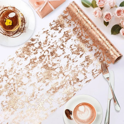 Chemin de Table Scintillant Rose Gold - Décoration Métallique