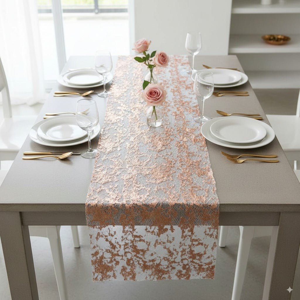 Chemin de Table Scintillant Rose Gold - Décoration Métallique