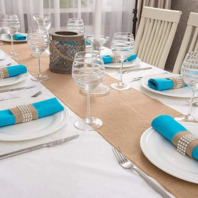 Chemin de Table Toile de Jute - Décoration Rustique Naturelle