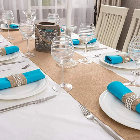 Chemin de Table Toile de Jute - Décoration Rustique Naturelle