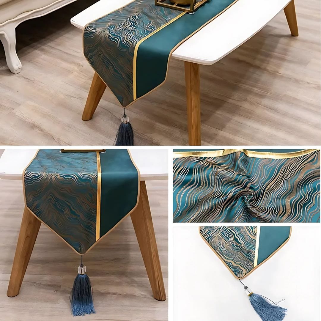 Chemin de Table Vert Sapin - Style Art Déco Moderne & Luxueux