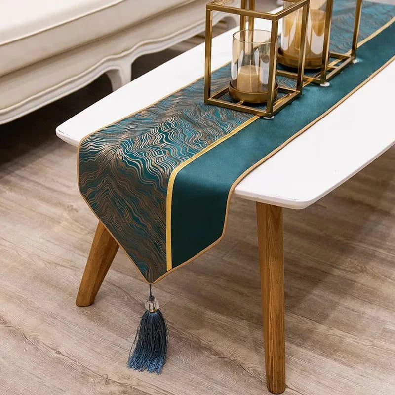Chemin de Table Vert Sapin - Style Art Déco Moderne & Luxueux
