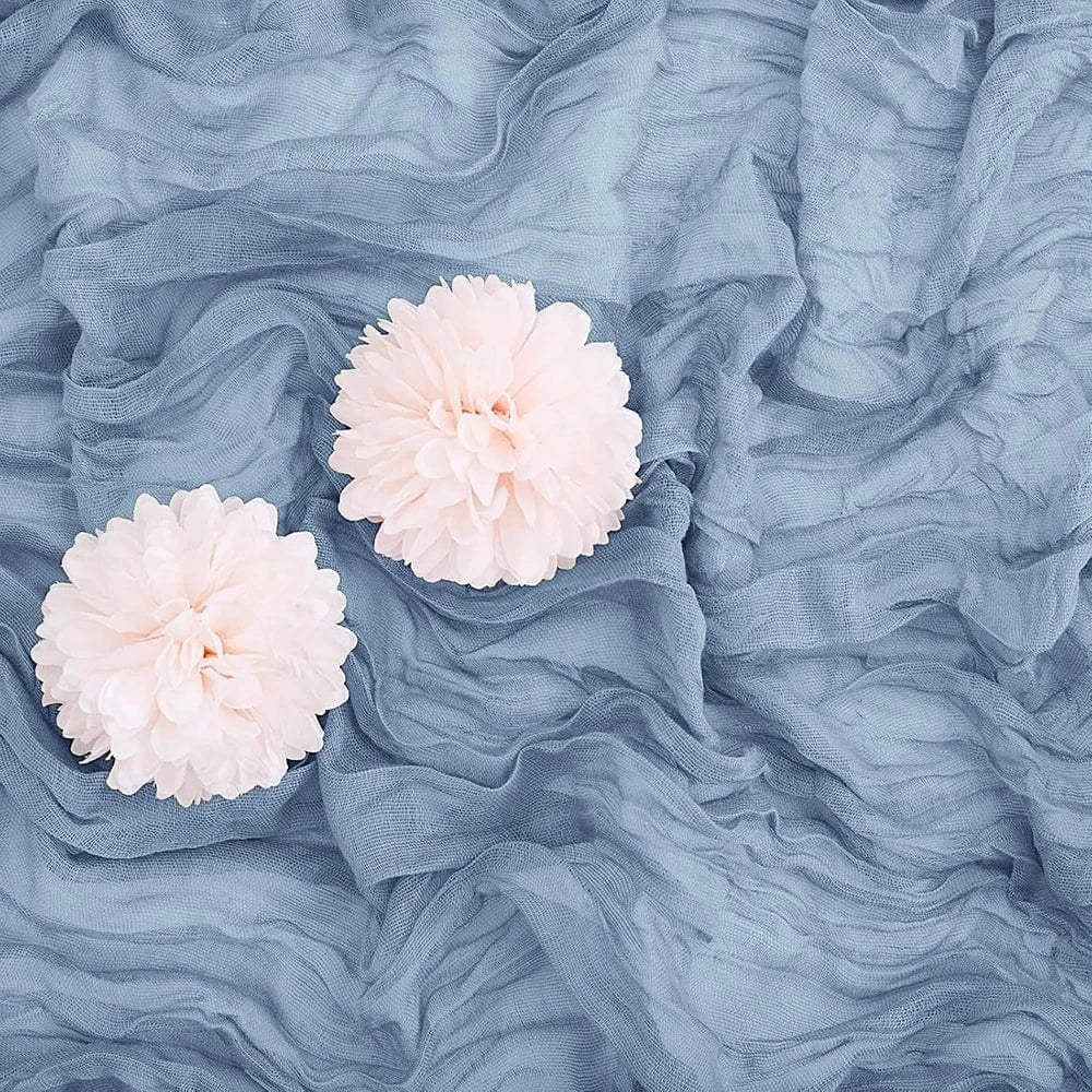 Chemin Table Gaze Coton Bleu Pastel - Douceur Sophistiquée