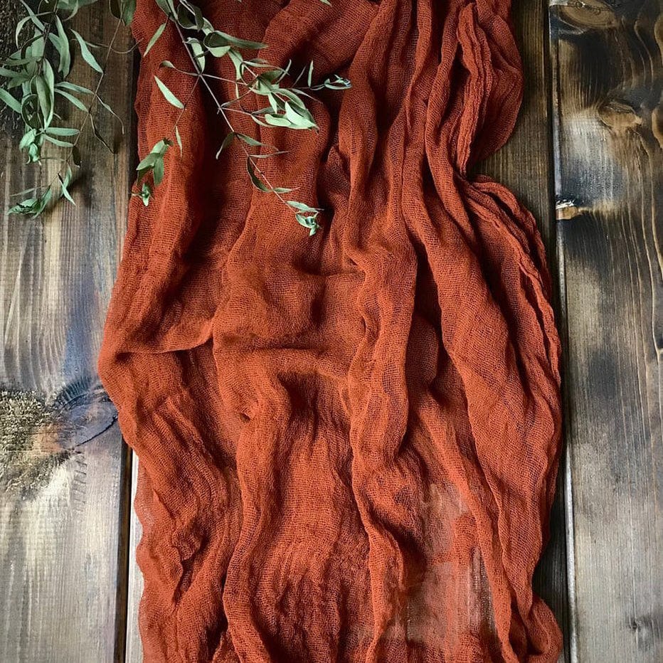 Chemin Table Gaze Coton Terracotta - Bohème Authentique Chic