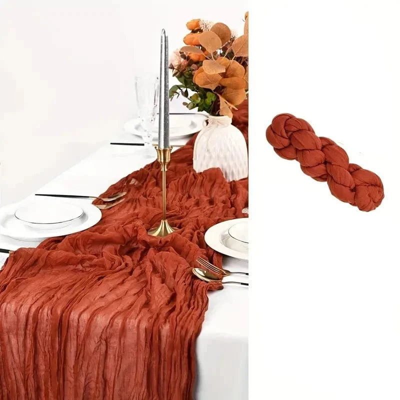 Chemin Table Gaze Coton Terracotta - Bohème Authentique Chic