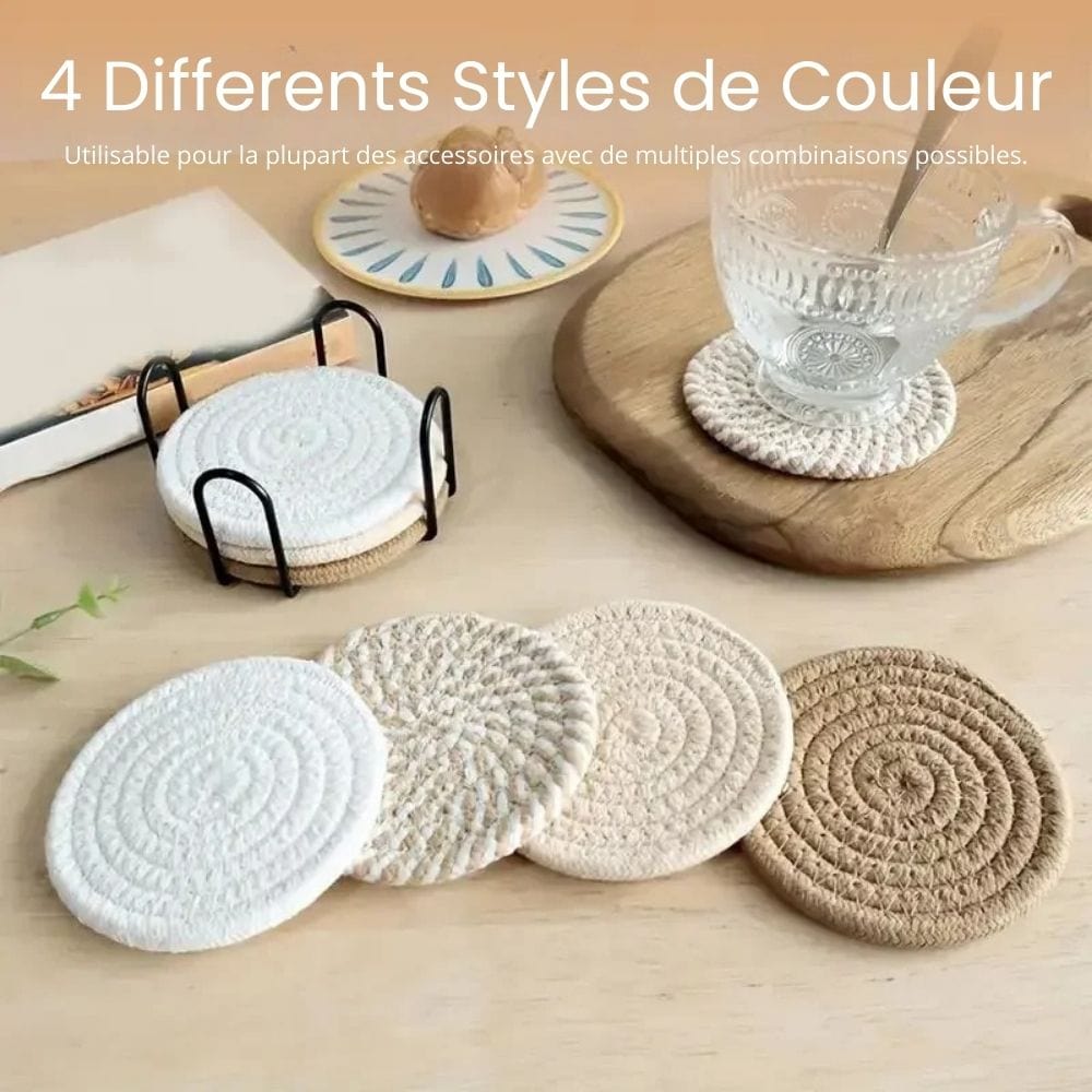 OFFERT : Collection de 4 Dessous Décoratifs Absorbant - Déco Boho