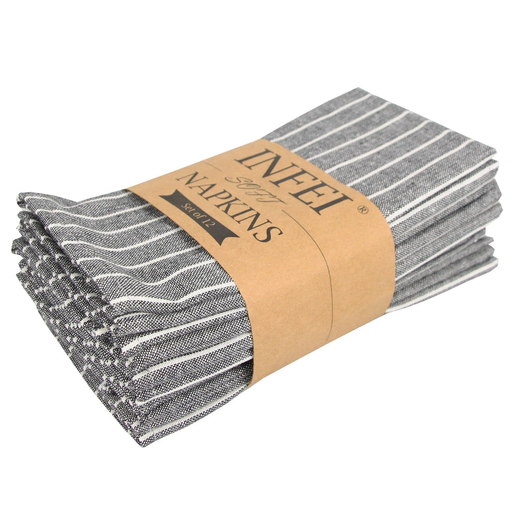 Lot de 12 Serviettes de Table à Rayures