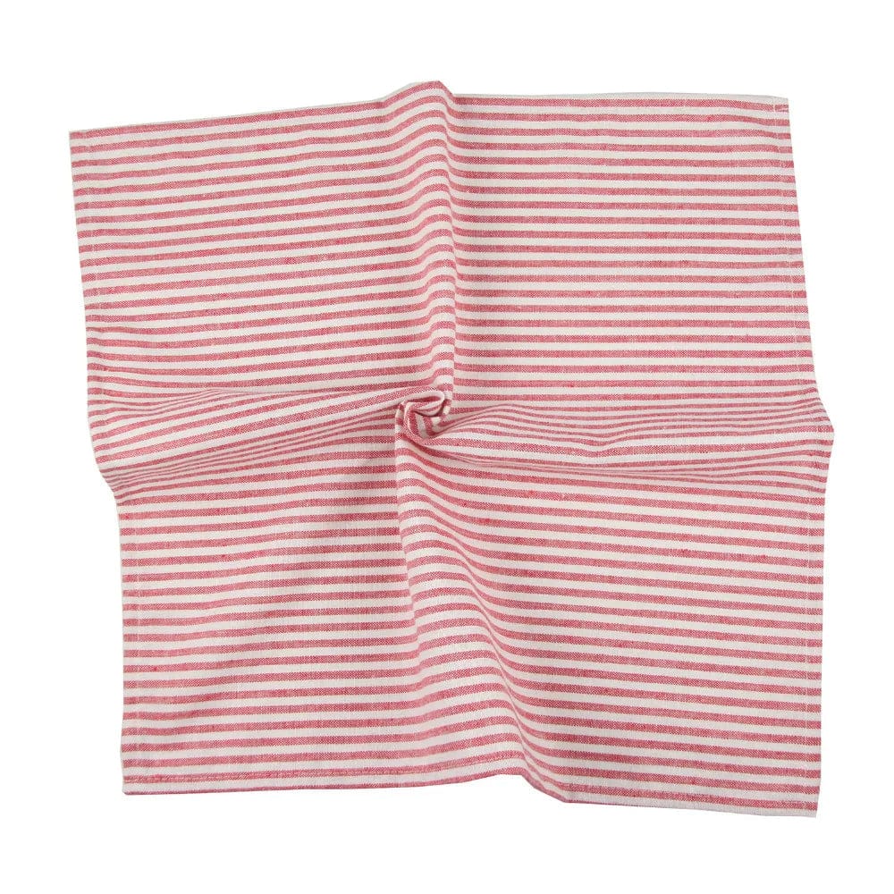 Lot de 12 Serviettes de Table à Rayures Rouges