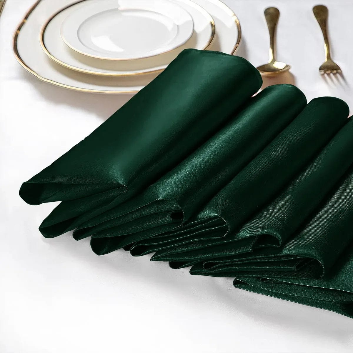 Lot de 12 Serviettes de Table Vertes et Satinées